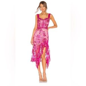 Bronx & Banco Eva Midi Dress Fushia Size M